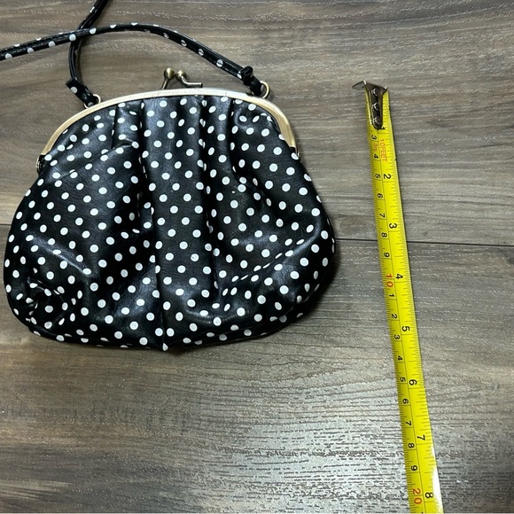 Mini Black and White Polka Dot Clutch/ Crossbody Bag - Picture 5 of 6